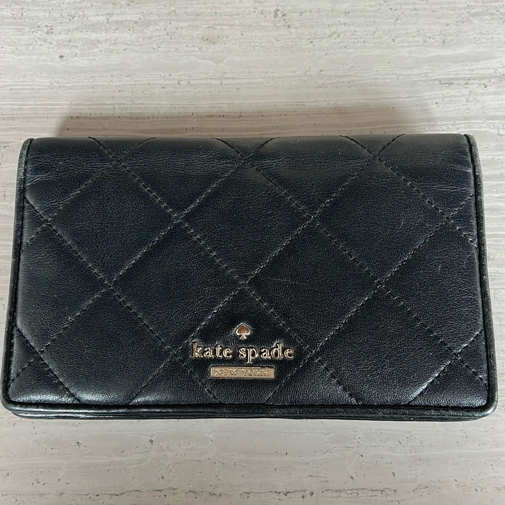 Kate Spade Black Leather Quilted Wallet